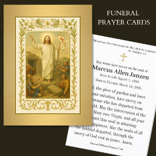 Tarjeta De Visita Resurrección de Cristo Memorial de Funeral Católic