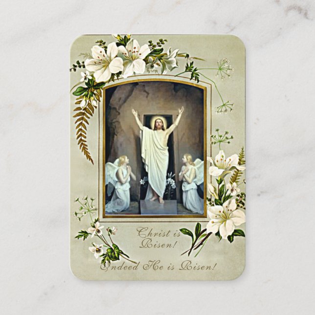 Tarjeta De Visita Resurrección de Pascua Cartas Sagradas Oración Pas (Anverso)