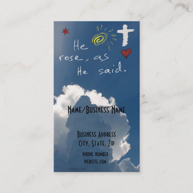 Tarjeta De Visita Resurrección de Pascua él es Jesús subido subió (Anverso)