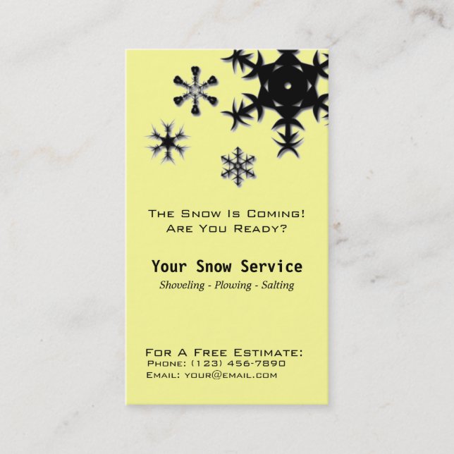 Tarjeta De Visita Retirada de la nieve, arado de la nieve (Anverso)
