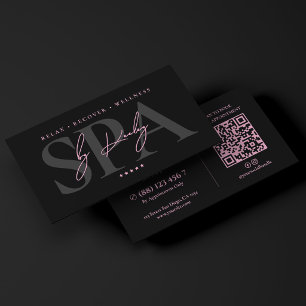 Tarjeta De Visita Retiro de bienestar Masaje Spa Terapeuta Rosa Negr