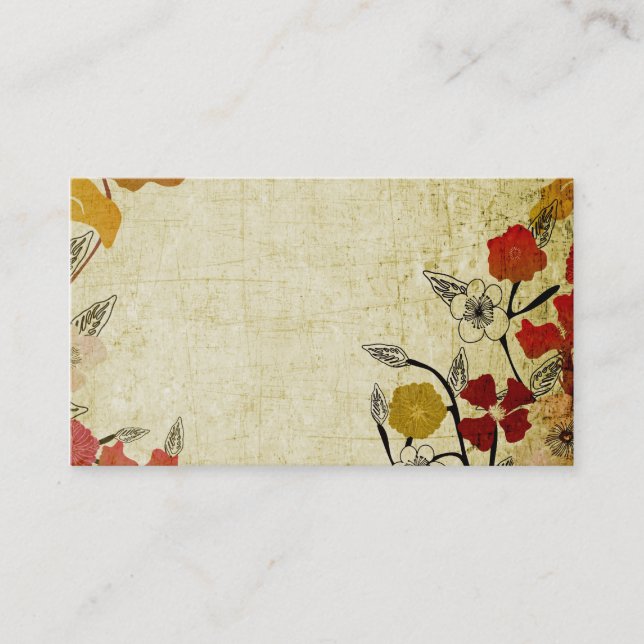 Tarjeta de visita retra de las flores (Anverso)