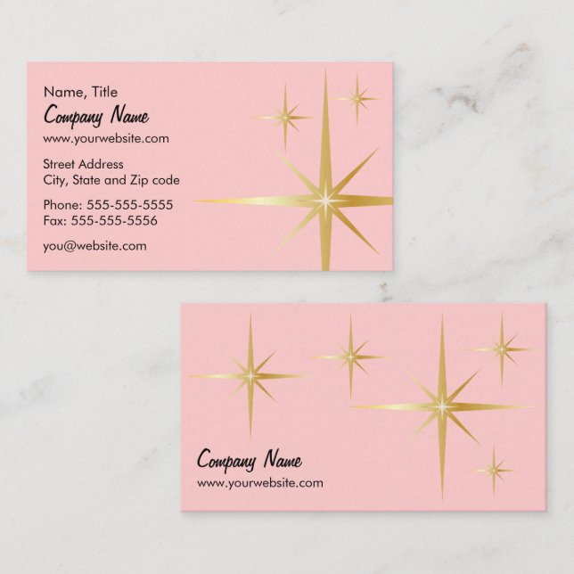 Tarjeta de visita retra de Starburst - rosa (Anverso / Reverso)