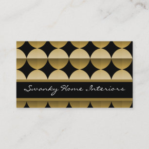 Tarjeta de visita retra del instinto, beige de oro