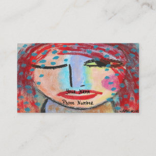 Tarjeta De Visita Retrato abstracto de cabeza roja de mujer