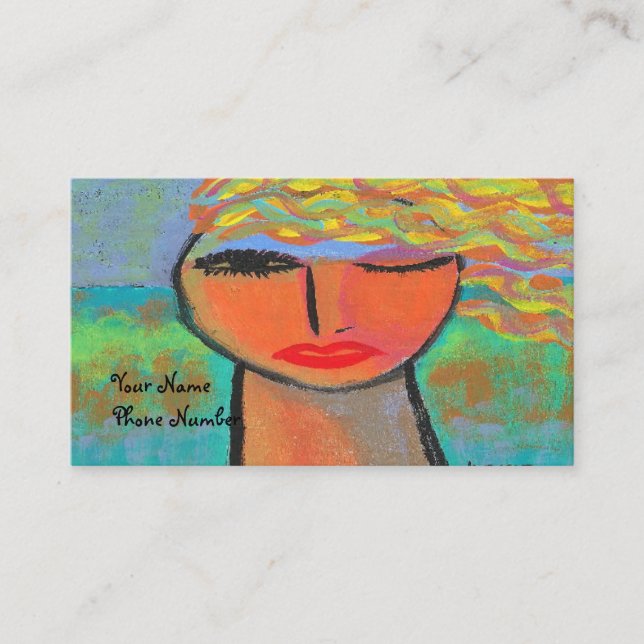 Tarjeta De Visita Retrato abstracto rubio de una mujer (Anverso)