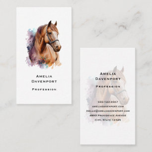 Tarjeta De Visita Retrato de cabeza de caballo marrón en acuarela