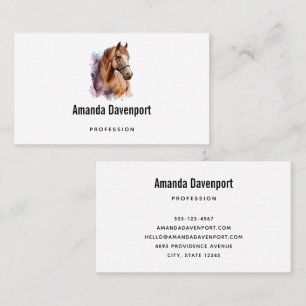 Tarjeta De Visita Retrato de cabeza de caballo marrón en acuarela