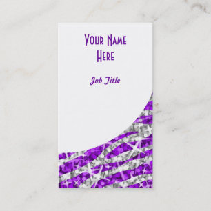 Tarjeta De Visita Retrato de curva blanca glitz Zebra Púrpura