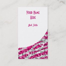 Tarjeta De Visita Retrato de curva blanca rosa de cebra de Glitz