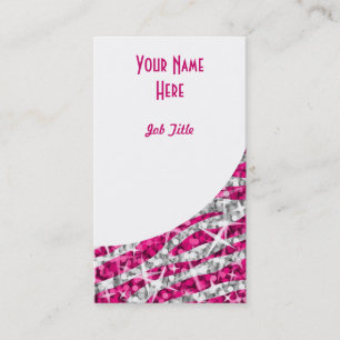 Tarjeta De Visita Retrato de curva blanca rosa de cebra de Glitz