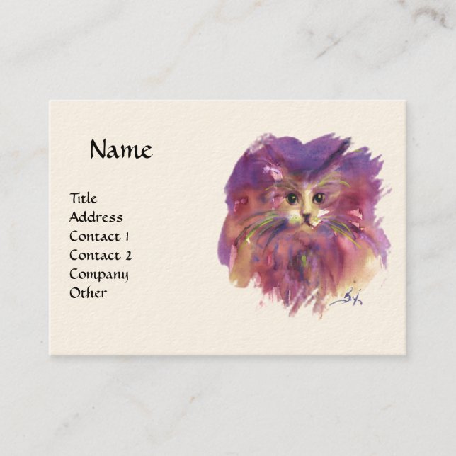 Tarjeta De Visita RETRATO DE GATITO, blanco (Anverso)