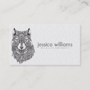Tarjeta De Visita Retrato de lobo Ilustracion abstracto detallado