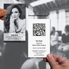 Tarjeta De Visita Retrato elegante en blanco y negro