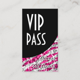 Tarjeta De Visita Retrato Glitz Zebra Rosa 'VIP Pass' Black Curve