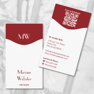 Tarjeta De Visita Retrato personal mínimo de las Iniciales Blancas R