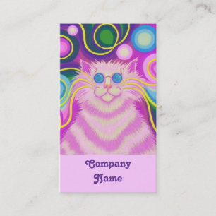 Tarjeta De Visita Retrato rosado rosado rosado con gatito delic