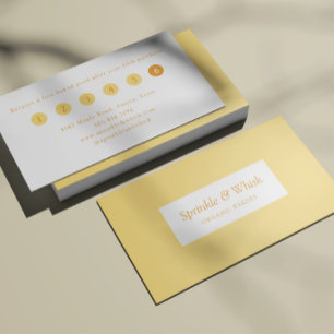 Tarjeta De Visita Retro Amarillo Y Naranja Corazón Panadería Fidelid