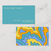 Retro años 70 Colorido amarillo azul abstracto mod