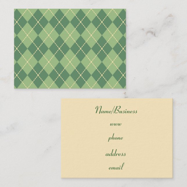 Tarjeta de visita Retro Argyle (Anverso / Reverso)