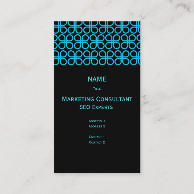Tarjeta de visita Retro Black & Aqua (Anverso)