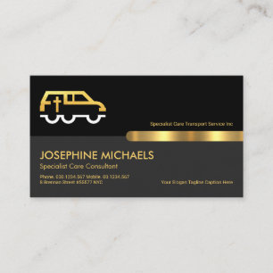 Tarjeta De Visita Retro Black Gold Stripe Line Memorial Transport