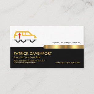 Tarjeta De Visita Retro Black Gold Stripe Memorial Transport