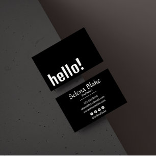 Tarjeta De Visita Retro Boho de moda - Blanco y negro moderno