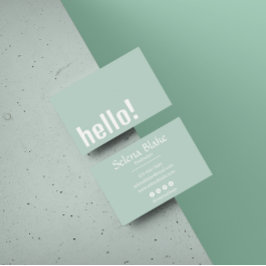 Tarjeta De Visita Retro Boho moderno - verde y blanco moderno
