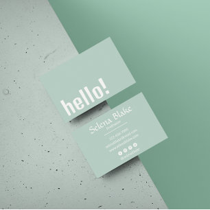 Tarjeta De Visita Retro Boho moderno - verde y blanco moderno