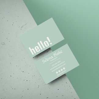 Tarjeta De Visita Retro Boho moderno - verde y blanco moderno