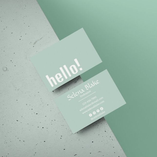 Tarjeta De Visita Retro Boho moderno - verde y blanco moderno (Subido por el creador)