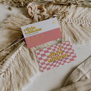 Tarjeta De Visita Retro Bold 70s Boho Groovy Cuadros de Moda Únicos