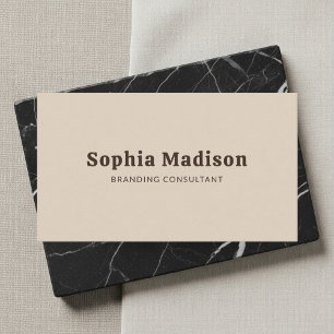 Tarjeta De Visita Retro Bold Minimalista Beige Marrón