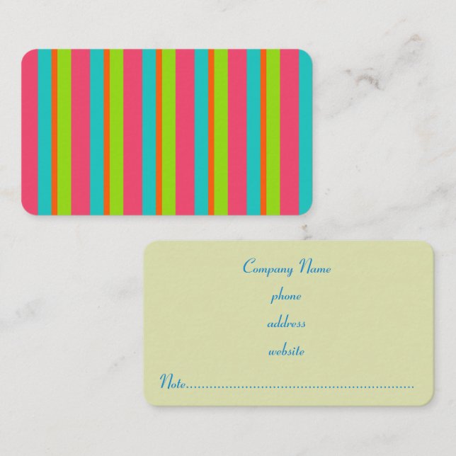 Tarjeta De Visita Retro Bright Stripes Business Card (Anverso / Reverso)