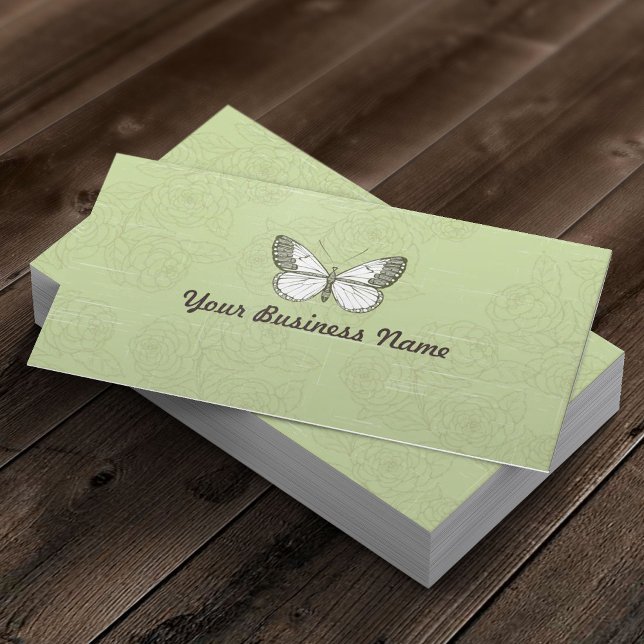 Tarjeta de visita Retro Butterfly & Floral Pattern (Subido por el creador)
