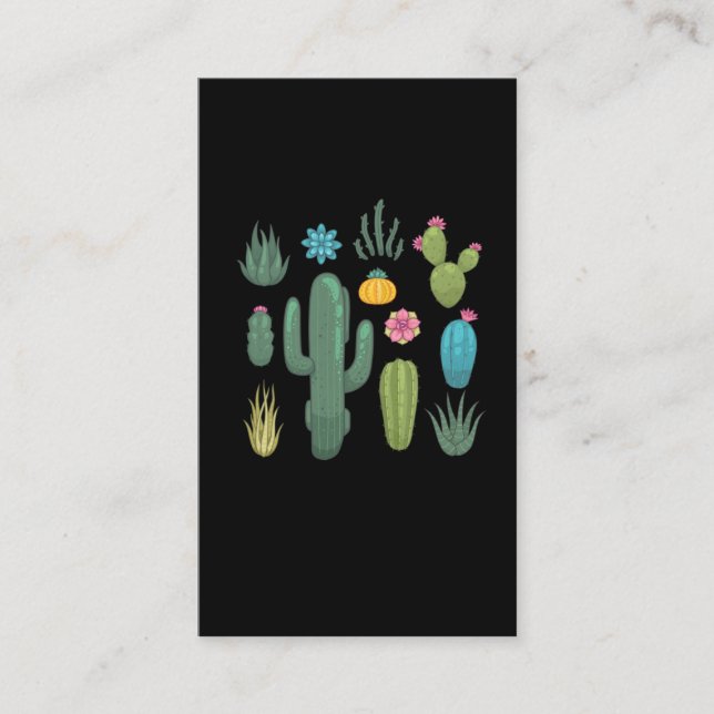 Tarjeta De Visita Retro Cactus Educación Plantas Suculentas Botánica (Anverso)