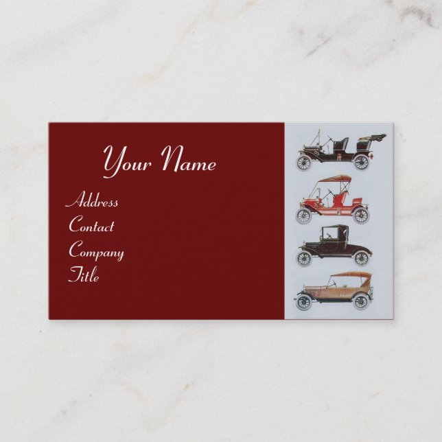 Tarjeta De Visita RETRO CARS 2- Reparaciones automáticas, automoción (Anverso)