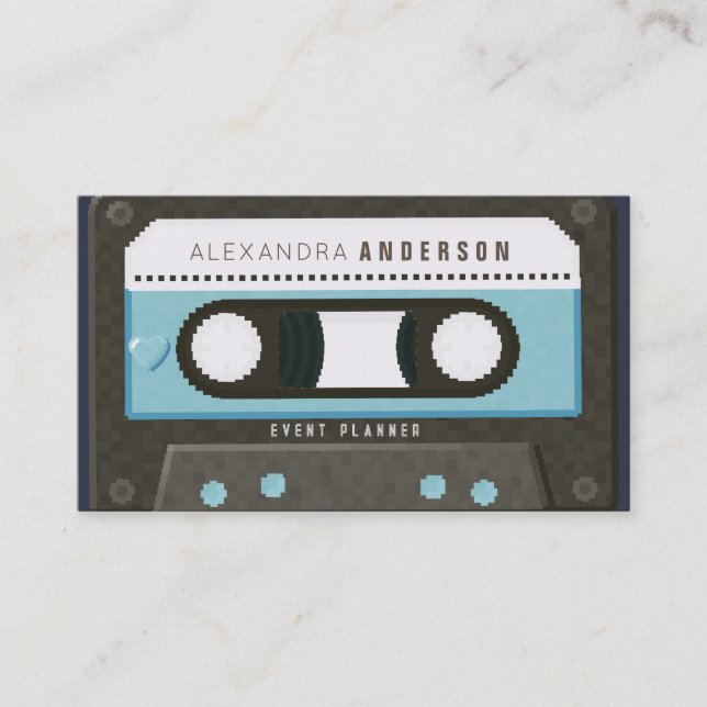 Tarjeta De Visita Retro Cassette Tape Music Blue (Anverso)