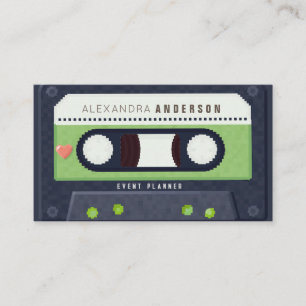 Tarjeta De Visita Retro Cassette Tape Music Green