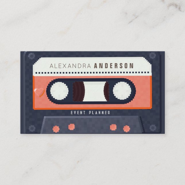 Tarjeta De Visita Retro Cassette Tape Music Red Business Card (Anverso)