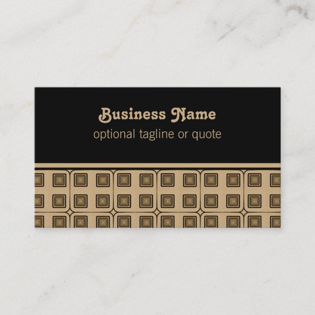 Tarjeta de visita Retro Charm Squares, Oro (Anverso)
