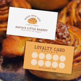 Tarjeta De Visita Retro Cinnamon Roll Logo Bakery Loyalty Rewards