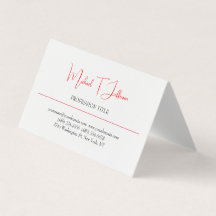 Retro Clásico Elegante Plata Simple Blanco Rojo