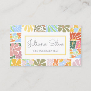 Tarjeta De Visita Retro colorante de flor de vintage con QR