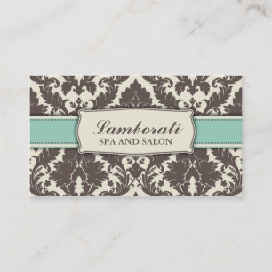 Tarjeta De Visita Retro con clase moderno elegante del damasco del