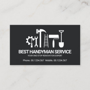 Tarjeta De Visita Retro Creative Handyman Tools Motif, Odd Jobs Man