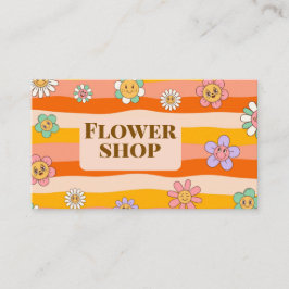 Tarjeta De Visita Retro Cute Onda Floral Floristería Negocio Ca