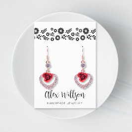 Tarjeta De Visita Retro Daisy Joyas Florales Blancas y Negras