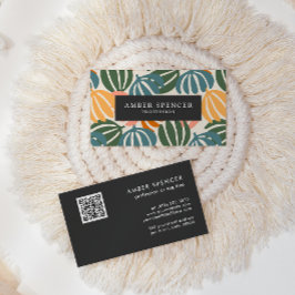 TARJETA DE VISITA RETRO DE CÓDIGO QR DEJA BOTÁNICO AGOVO